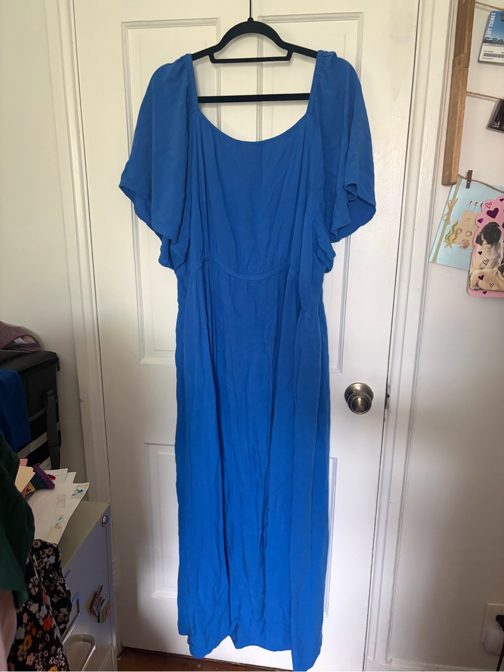Plus Size Blue Maxi Dress with Flutter Sleeves Ava & Viv 3x - Picture 3 of 4